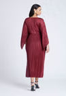 ELOQUII Cape Effect Plisse Dress - Bordeaux