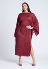 ELOQUII Cape Effect Plisse Dress - Bordeaux