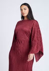 ELOQUII Cape Effect Plisse Dress - Bordeaux