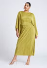 ELOQUII Cape Effect Plisse Dress - Avocado Oil