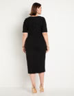 ELOQUII Button Front Workwear Dress- Black Onyx
