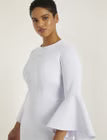 ELOQUII Flare Sleeve Scuba Dress - White