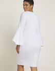 ELOQUII Flare Sleeve Scuba Dress - White