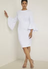 ELOQUII Flare Sleeve Scuba Dress - White