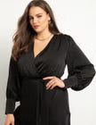 ELOQUII Satin Maxi Dress - Black Onyx