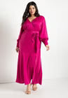 ELOQUII Satin Maxi Dress - Magenta