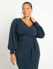 ELOQUII Cross Front Midi Dress - Carbon
