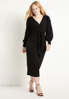 ELOQUII Cross Front Midi Dress - Totally Black