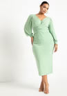 ELOQUII Cross Front Midi Dress - Basil
