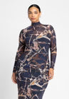 ELOQUII Mesh Midi Dress - Mineral Print