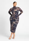ELOQUII Mesh Midi Dress - Mineral Print