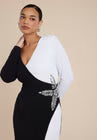 ELOQUII Colorblock Embellished Maxi Dress - Black Onyx Bright White