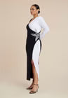 ELOQUII Colorblock Embellished Maxi Dress - Black Onyx Bright White
