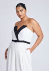 ELOQUII Tuxedo Jumpsuit - White With Black