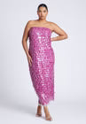 ELOQUII Strapless Paillette Dress - Festival Fuschia