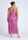 ELOQUII Strapless Paillette Dress - Festival Fuschia