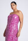 ELOQUII Strapless Paillette Dress - Festival Fuschia