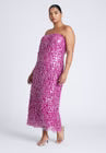 ELOQUII Strapless Paillette Dress - Festival Fuschia