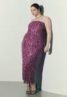 ELOQUII Strapless Paillette Dress - Festival Fuschia