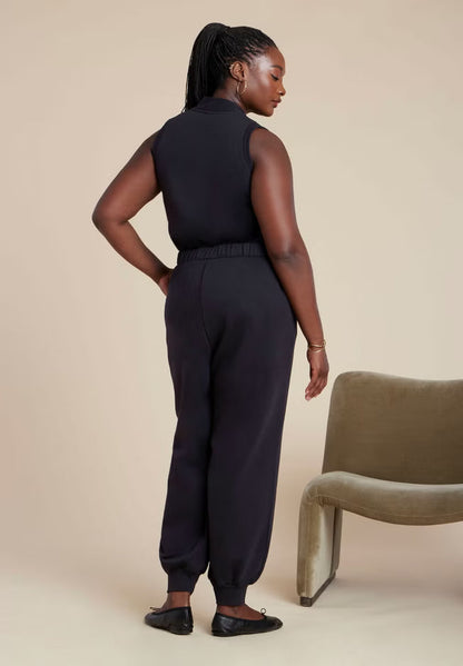 ELOQUII Sleeveless Knit Jumpsuit - Black Onyx