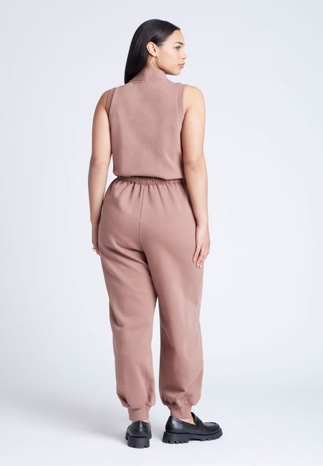 ELOQUII Sleeveless Knit Jumpsuit - Brown