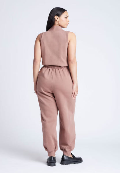 ELOQUII Sleeveless Knit Jumpsuit - Brown