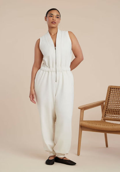 ELOQUII Sleeveless Knit Jumpsuit - Sugar Swizzle