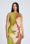 ELOQUII Printed Mesh Dress With Shirring - Fragile Sprout