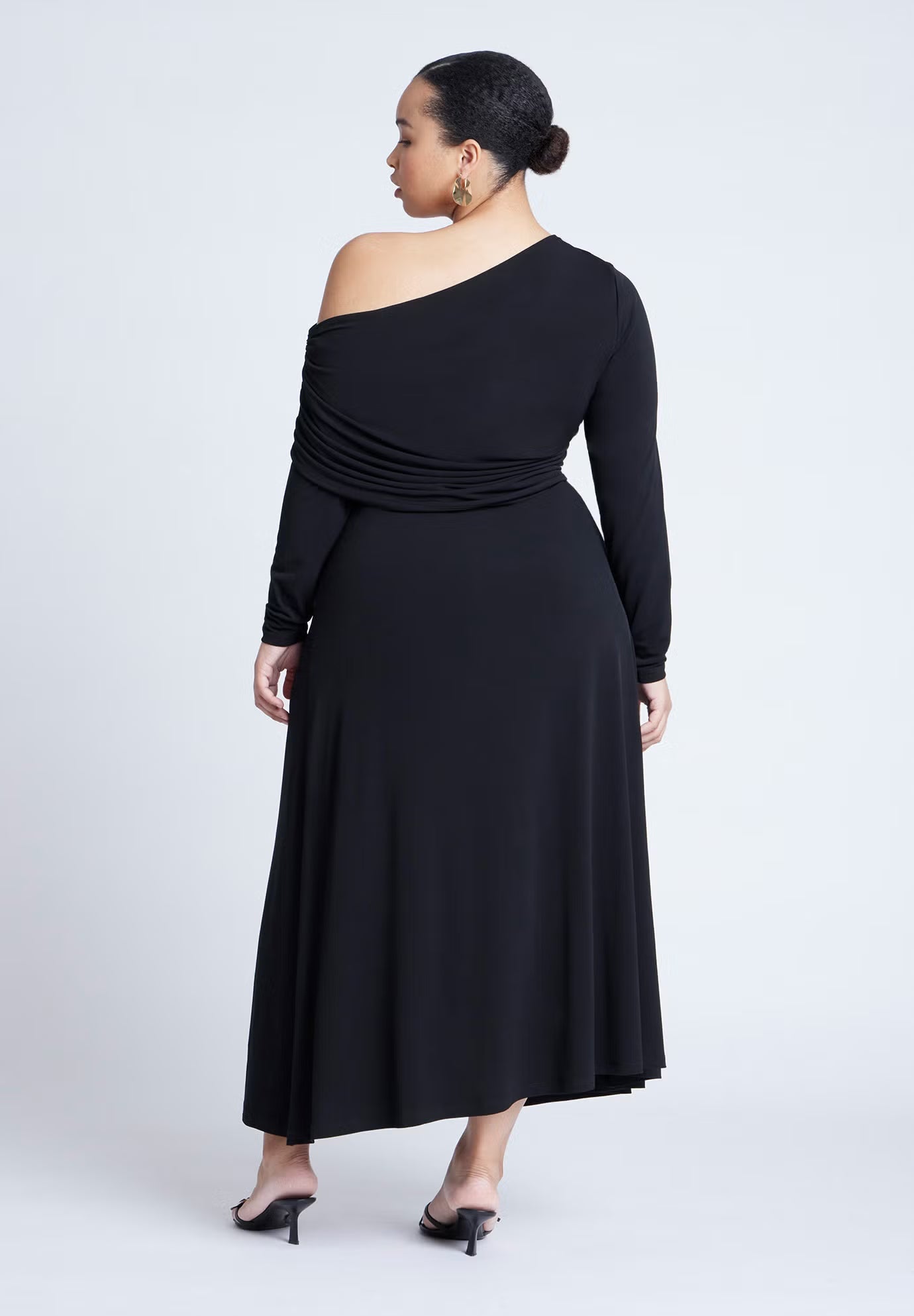 ELOQUII Knit Shirred Dress - Black Onyx