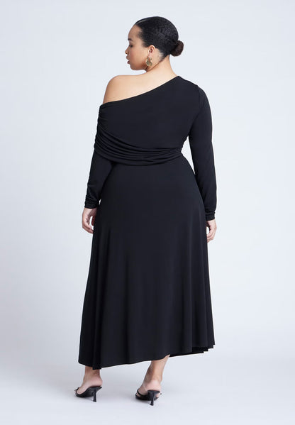 ELOQUII Knit Shirred Dress - Black Onyx