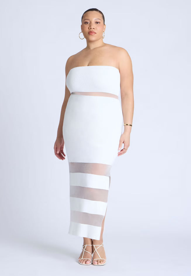 ELOQUII Sheer Panel Maxi Dress - Jet Stream
