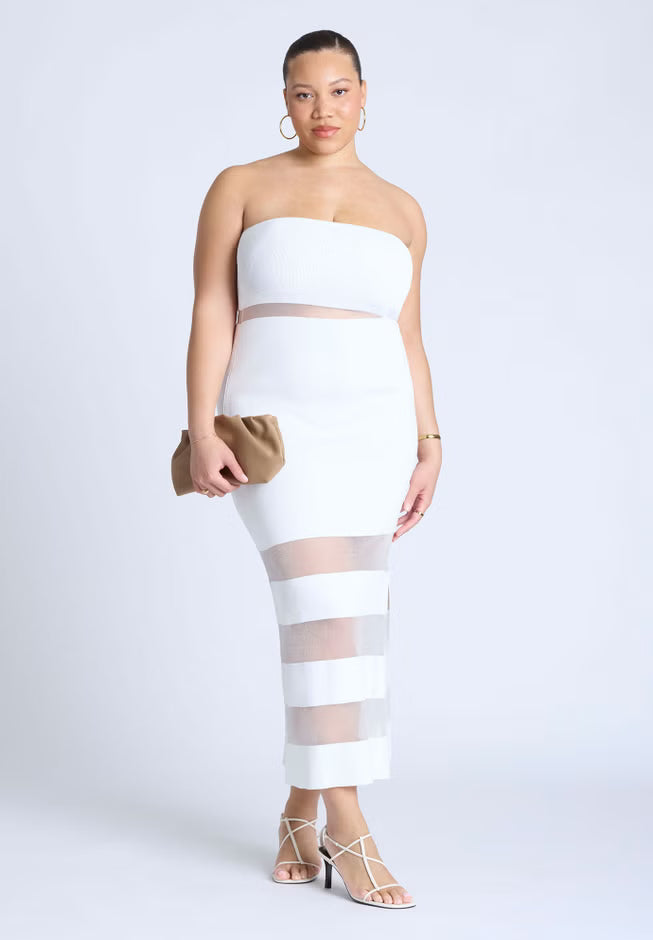 ELOQUII Sheer Panel Maxi Dress - Jet Stream