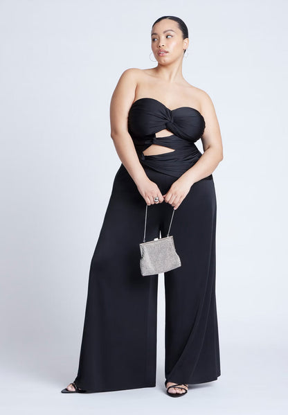 ELOQUII Twist Detail Jumpsuit With Cutout - Black Onyx