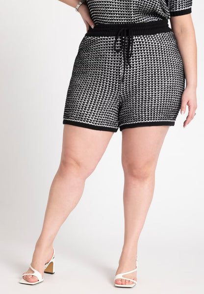 ELOQUII Knitted Short - Cream And Black