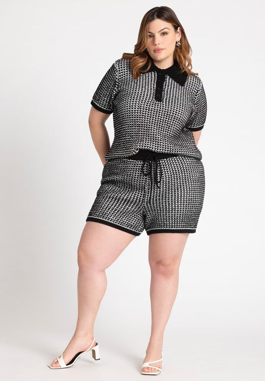 ELOQUII Knitted Short - Cream And Black