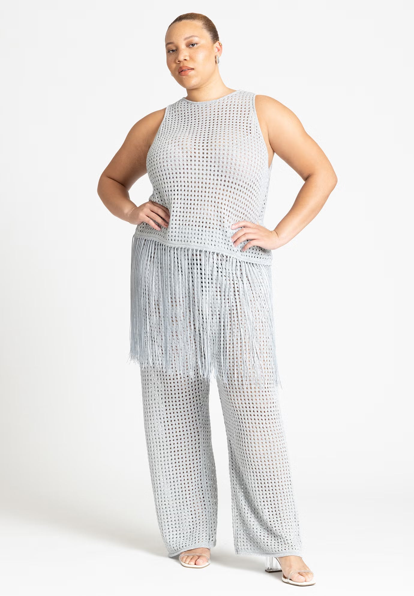 ELOQUII Metallic Crochet Pant - Metallic