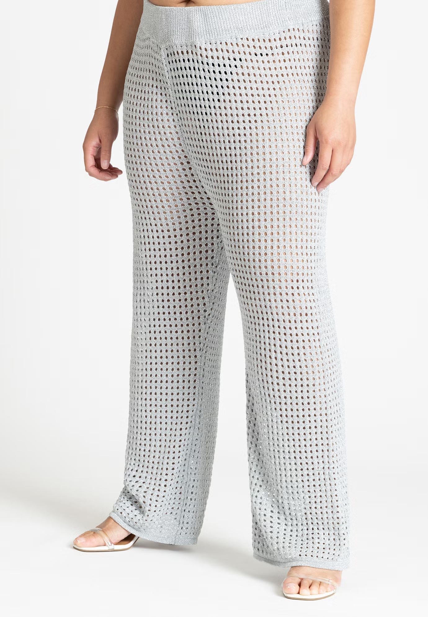 ELOQUII Metallic Crochet Pant - Metallic