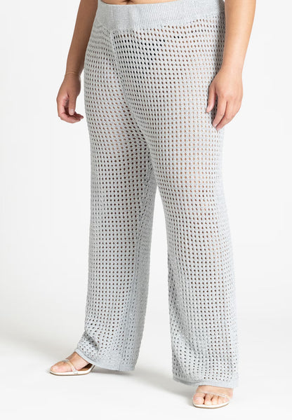 ELOQUII Metallic Crochet Pant - Metallic
