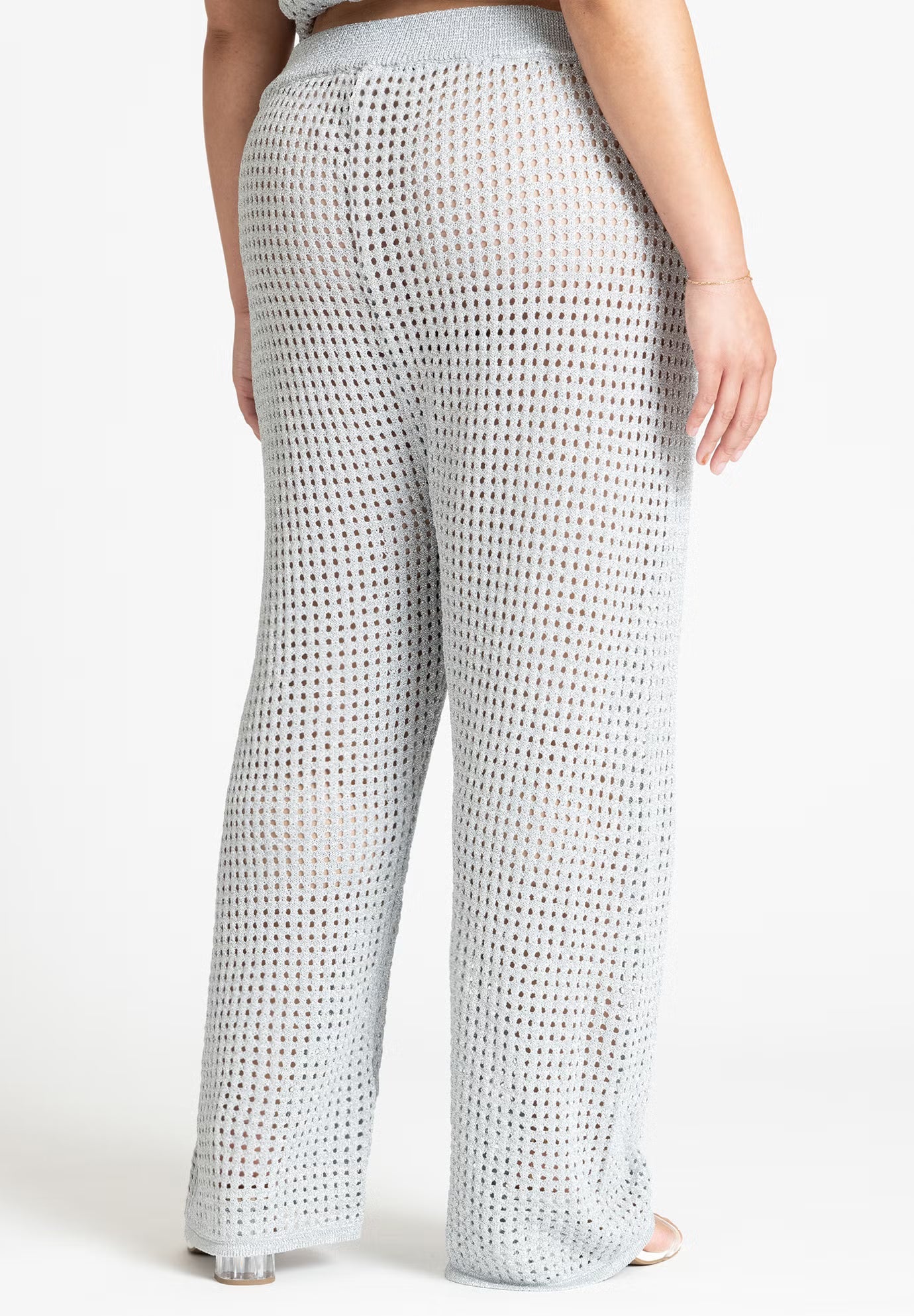 ELOQUII Metallic Crochet Pant - Metallic