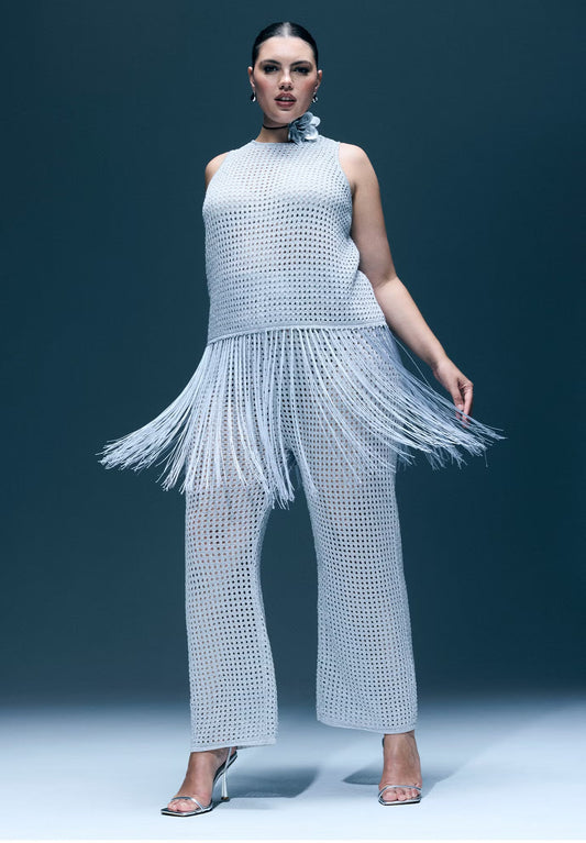 ELOQUII Metallic Crochet Pant - Metallic