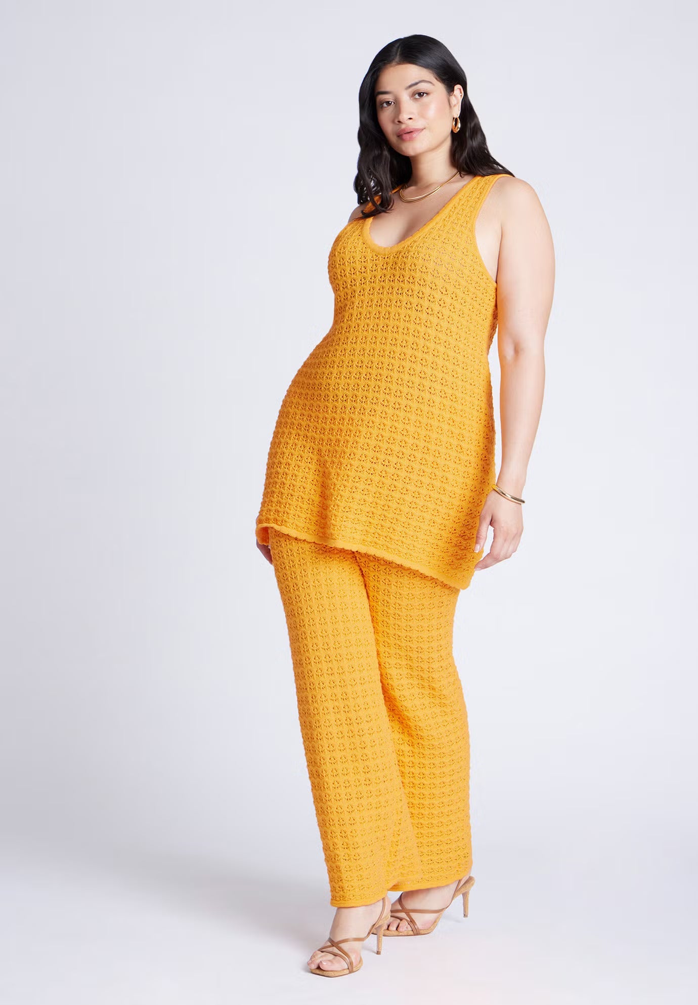ELOQUII Crochet Knit Pant - Radiant Yellow
