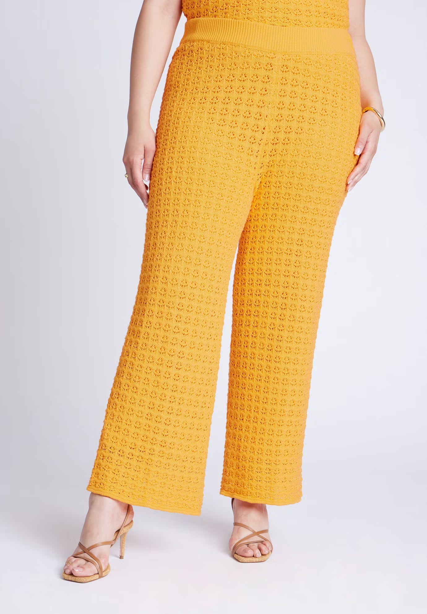 ELOQUII Crochet Knit Pant - Radiant Yellow