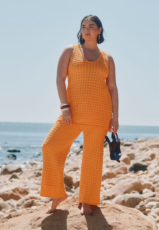 ELOQUII Crochet Knit Pant - Radiant Yellow