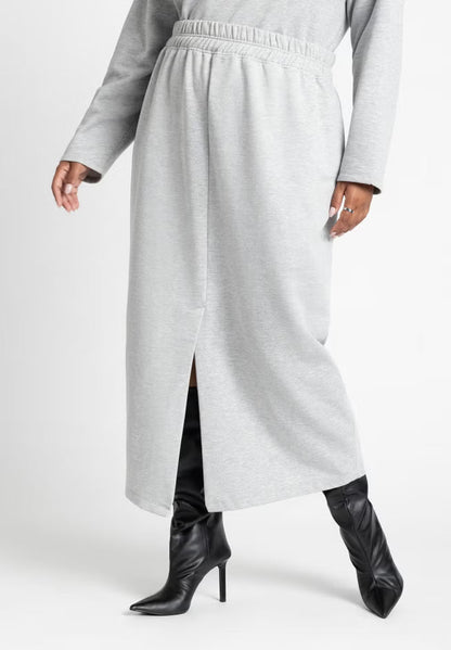 ELOQUII Maxi French Terry Skirt - Grey