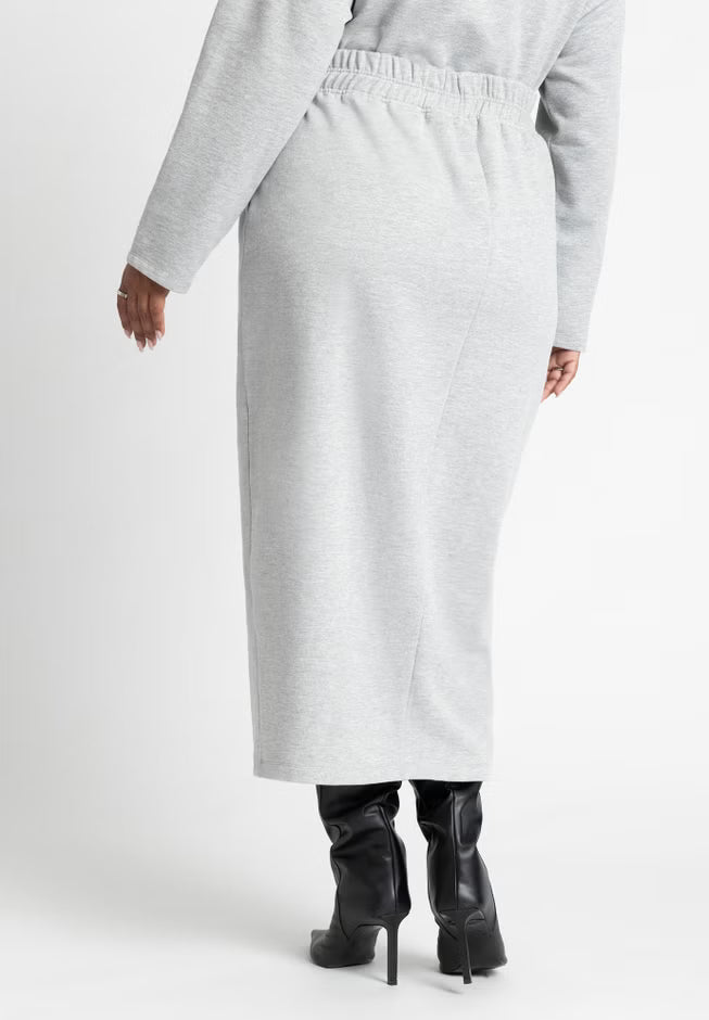 ELOQUII Maxi French Terry Skirt - Grey