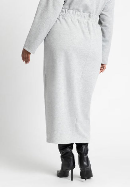ELOQUII Maxi French Terry Skirt - Grey