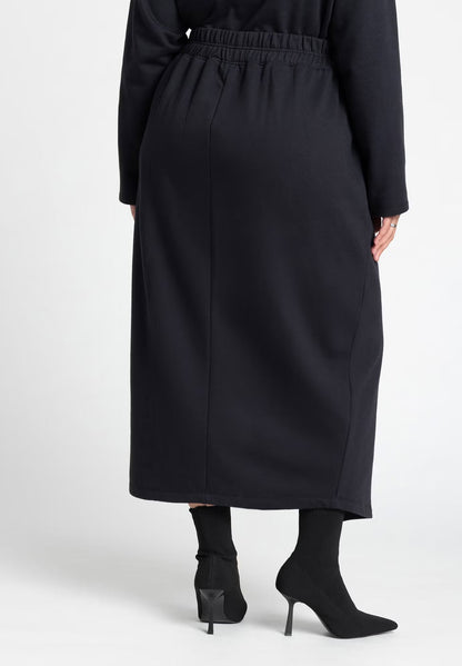 ELOQUII Maxi French Terry Skirt - Black