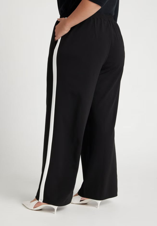 ELOQUII Track Pant With Side Stripe - Black