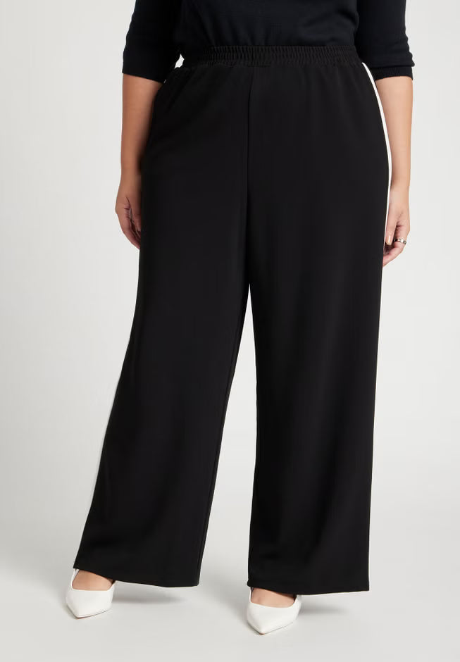 ELOQUII Track Pant With Side Stripe - Black