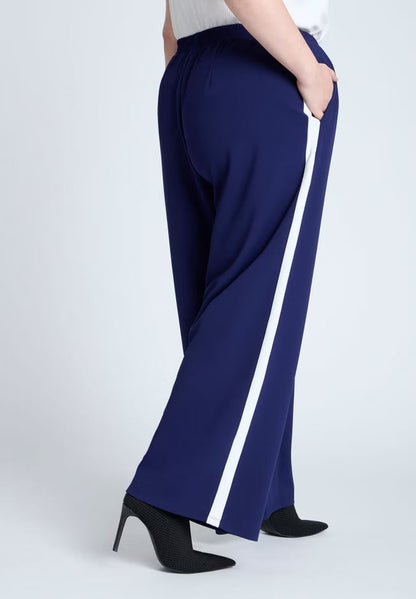 ELOQUII Track Pant With Side Stripe - Navy